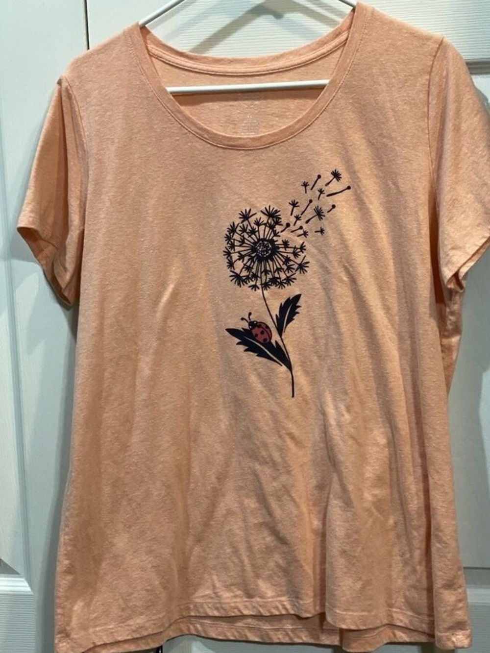 Peach Dandelion Graphic Scoop Neck Tee